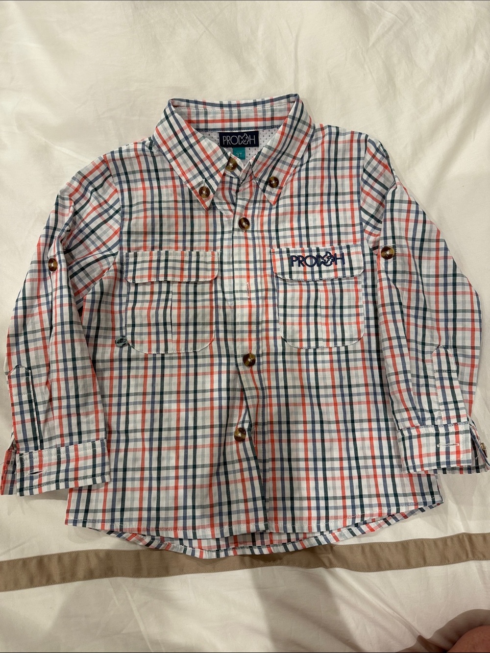 Prodoh Boys' Plaid Button-Down Shirt in Red, Blue & White